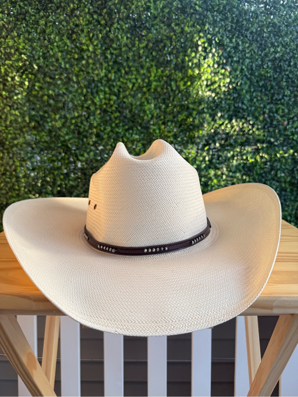 Stetson White Straw Cowboy Hat Men’s 7 1/4 58 Made USA Western Rancher